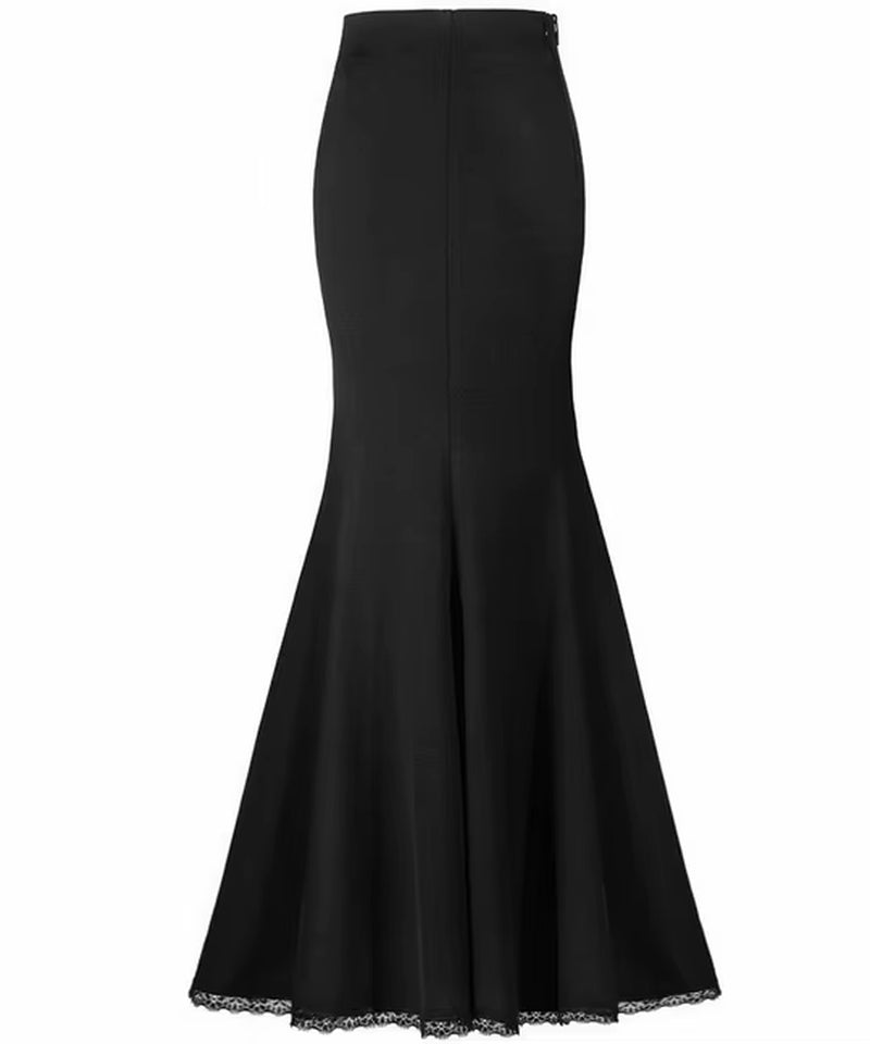 New Spring Summer Fashion Fishtail Bodycon Skirt Flounced High Waist Lace Sexy Long Skirt Woman