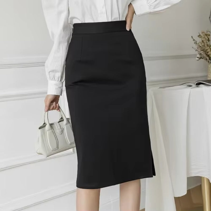 Fashion Korean High Wiast Office Skirt Oversized 2024 Women Summer Bodycon Long Skirts Elegant Sexy Pockets Midi Pencil Skirt