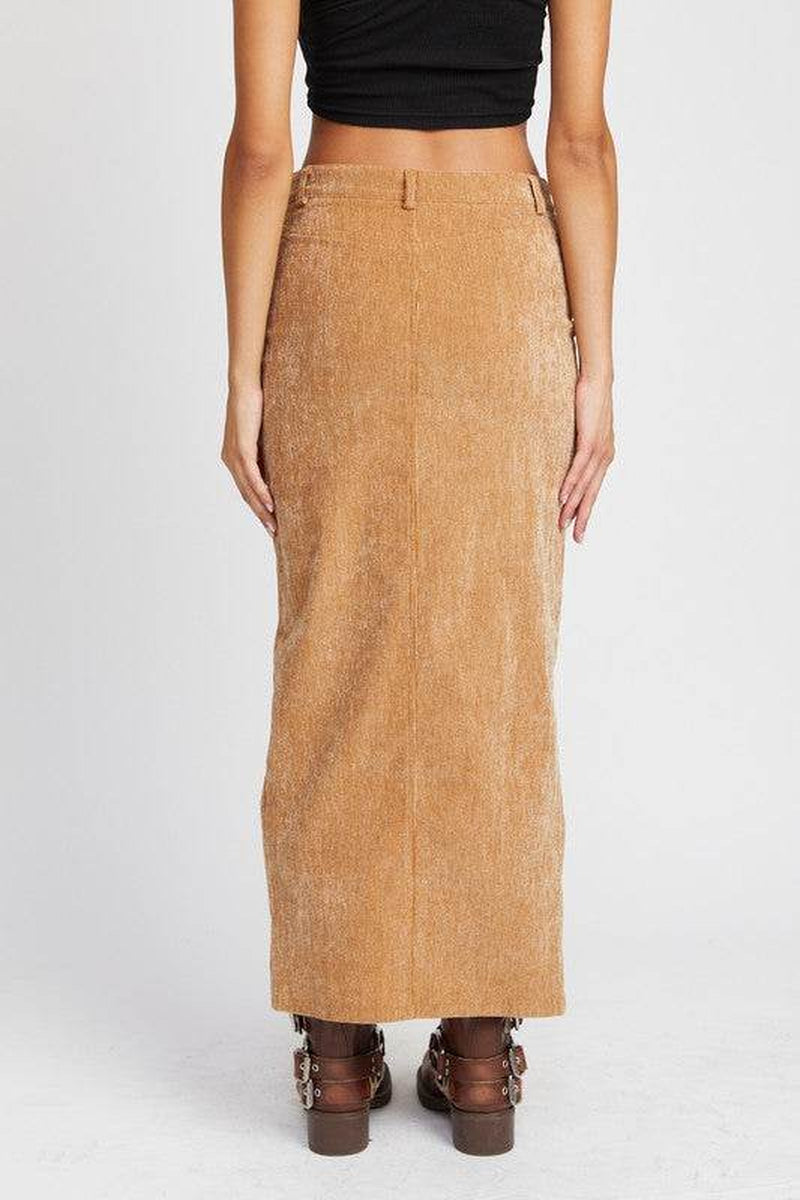 CORDUROY MID SKIRT with FRONT SLIT