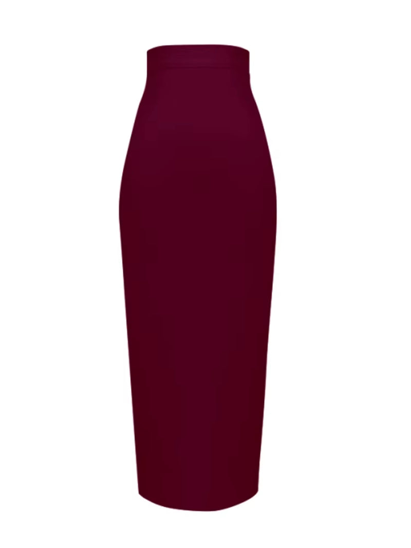 Women Candy Color Sexy Neon Green Pink Orange Yellow Pink Midi Knee Length Bandage Skirt Designer Pencil Skirt Faldas 78Cm