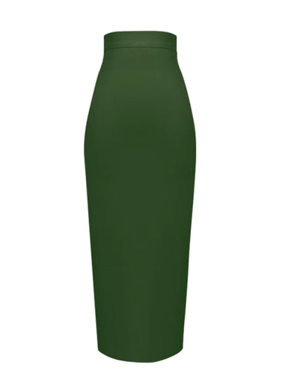 Women Candy Color Sexy Neon Green Pink Orange Yellow Pink Midi Knee Length Bandage Skirt Designer Pencil Skirt Faldas 78Cm