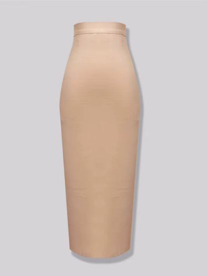 Women Candy Color Sexy Neon Green Pink Orange Yellow Pink Midi Knee Length Bandage Skirt Designer Pencil Skirt Faldas 78Cm