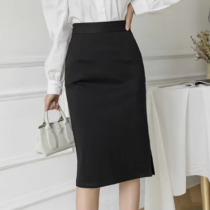 Fashion Korean High Wiast Office Skirt Oversized 2024 Women Summer Bodycon Long Skirts Elegant Sexy Pockets Midi Pencil Skirt