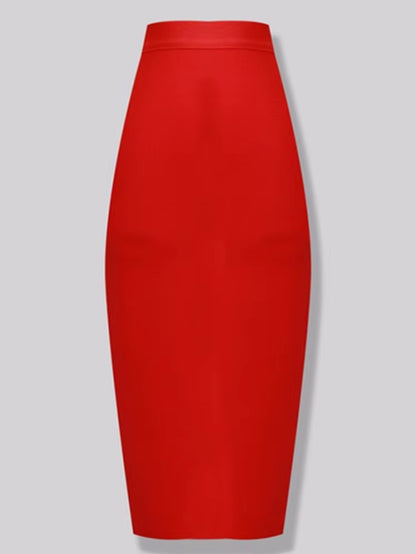 Women Candy Color Sexy Neon Green Pink Orange Yellow Pink Midi Knee Length Bandage Skirt Designer Pencil Skirt Faldas 78Cm